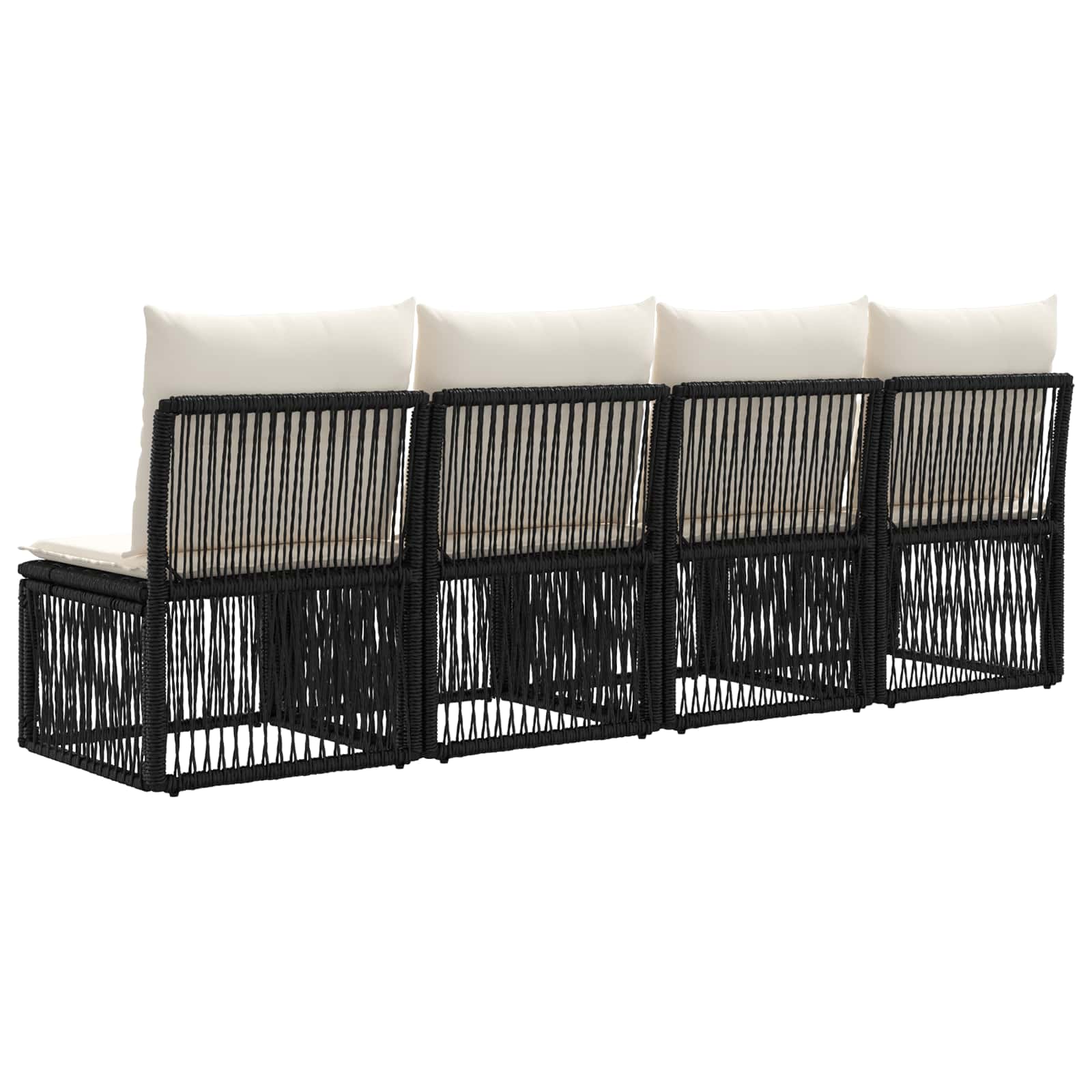 4-zits bank 4 pcs 4-Aantal zitplaatsen Zwart poly rattan