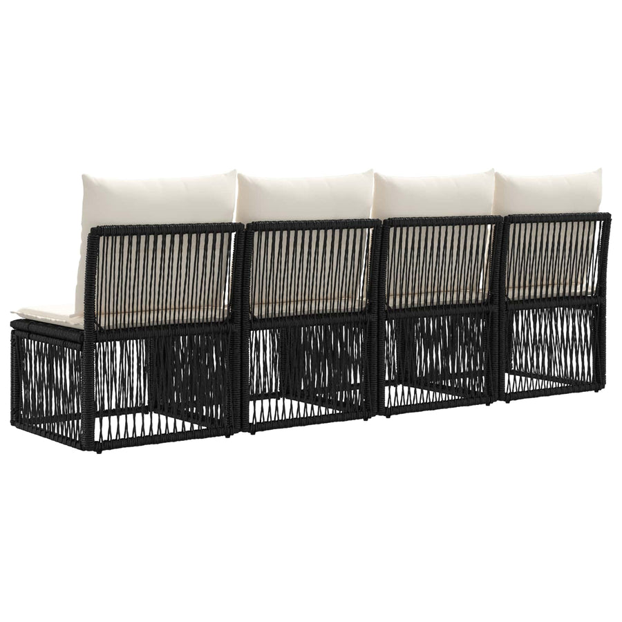 4-zits bank 4 pcs 4-Aantal zitplaatsen Zwart poly rattan