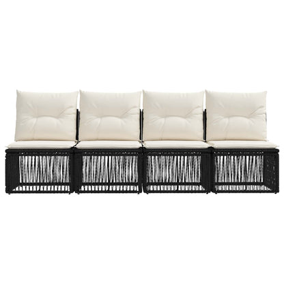 4-zits bank 4 pcs 4-Aantal zitplaatsen Zwart poly rattan