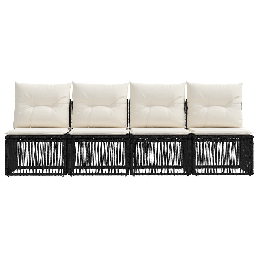 4-zits bank 4 pcs 4-Aantal zitplaatsen Zwart poly rattan