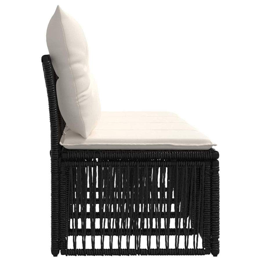 4-zits bank 4 pcs 4-Aantal zitplaatsen Zwart poly rattan