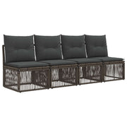 Loungebank 4-zits grijs poly rattan 220x62x70 cm