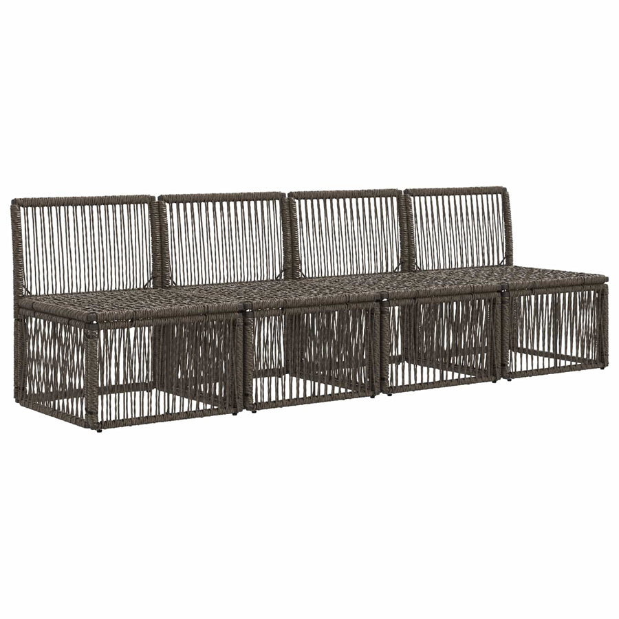 4-zits bank 4 pcs 4-Aantal zitplaatsen Grijs poly rattan
