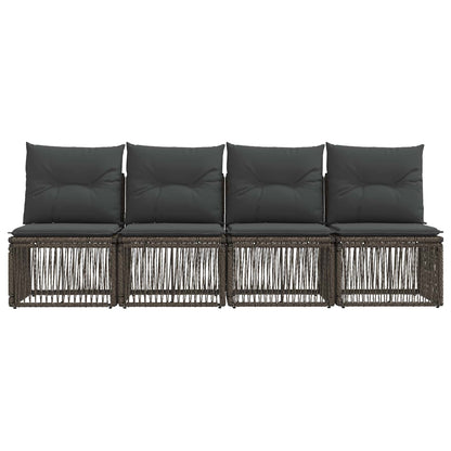 4-zits bank 4 pcs 4-Aantal zitplaatsen Grijs poly rattan