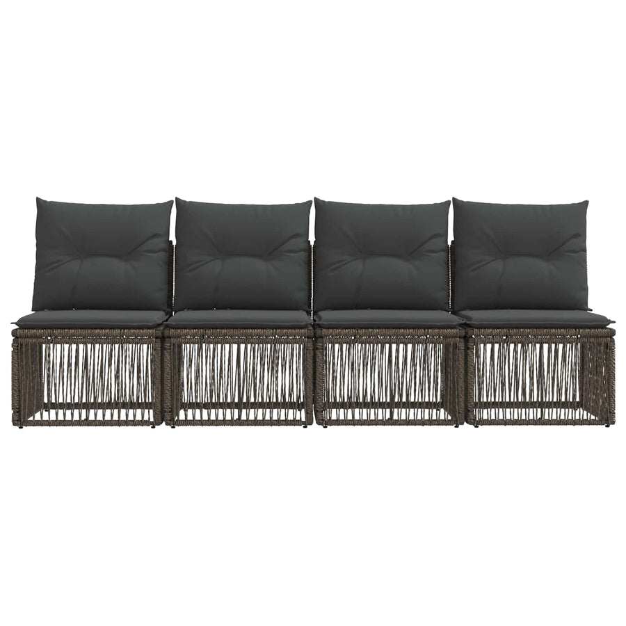 4-zits bank 4 pcs 4-Aantal zitplaatsen Grijs poly rattan