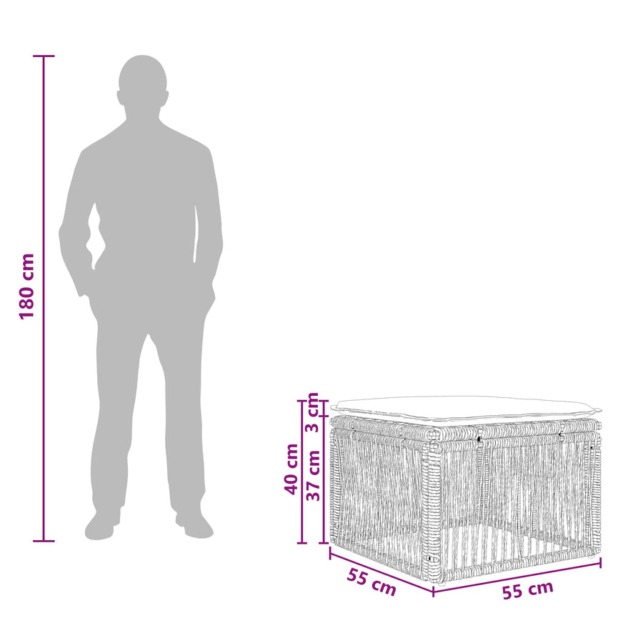 voetensteun Zwart poly rattan
