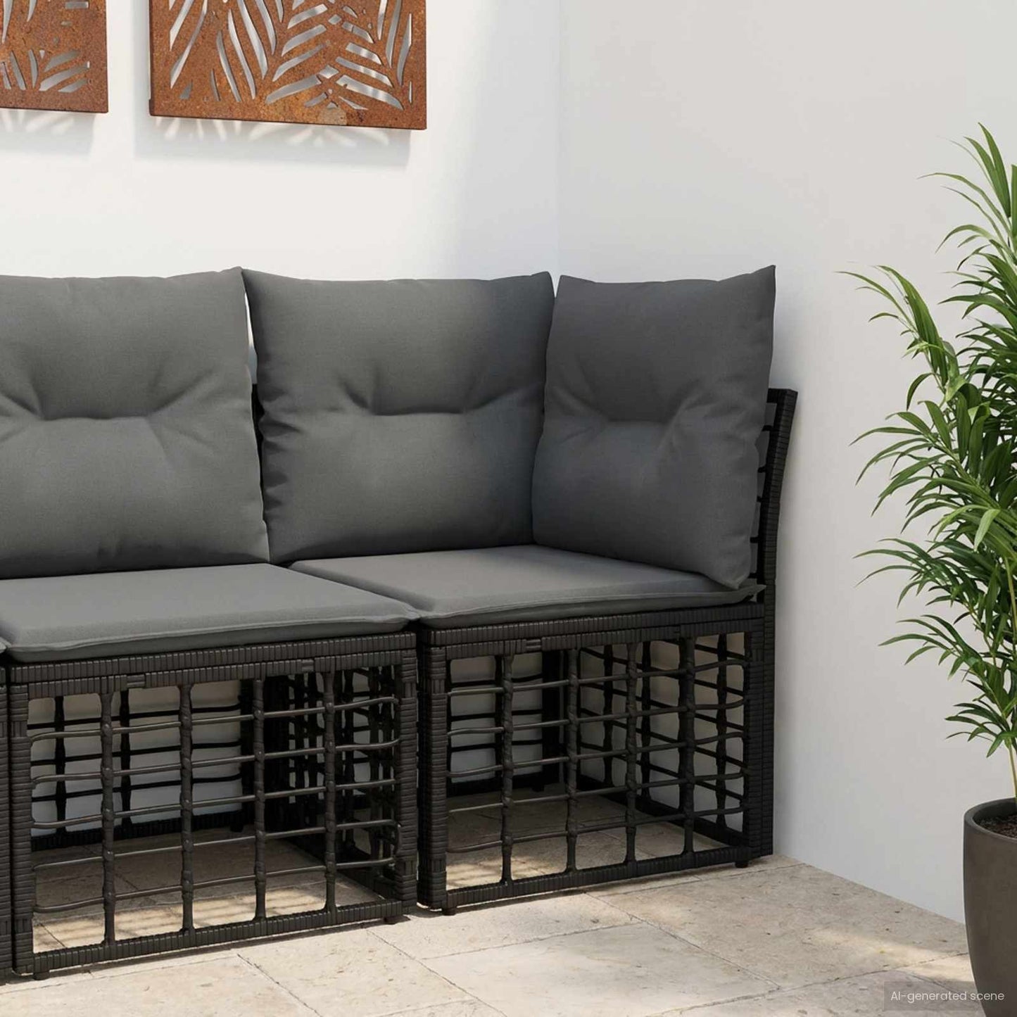 Modulaire Outdoor Hoek Sofa Eenheid Zwart 62 x 62 x 70 cm