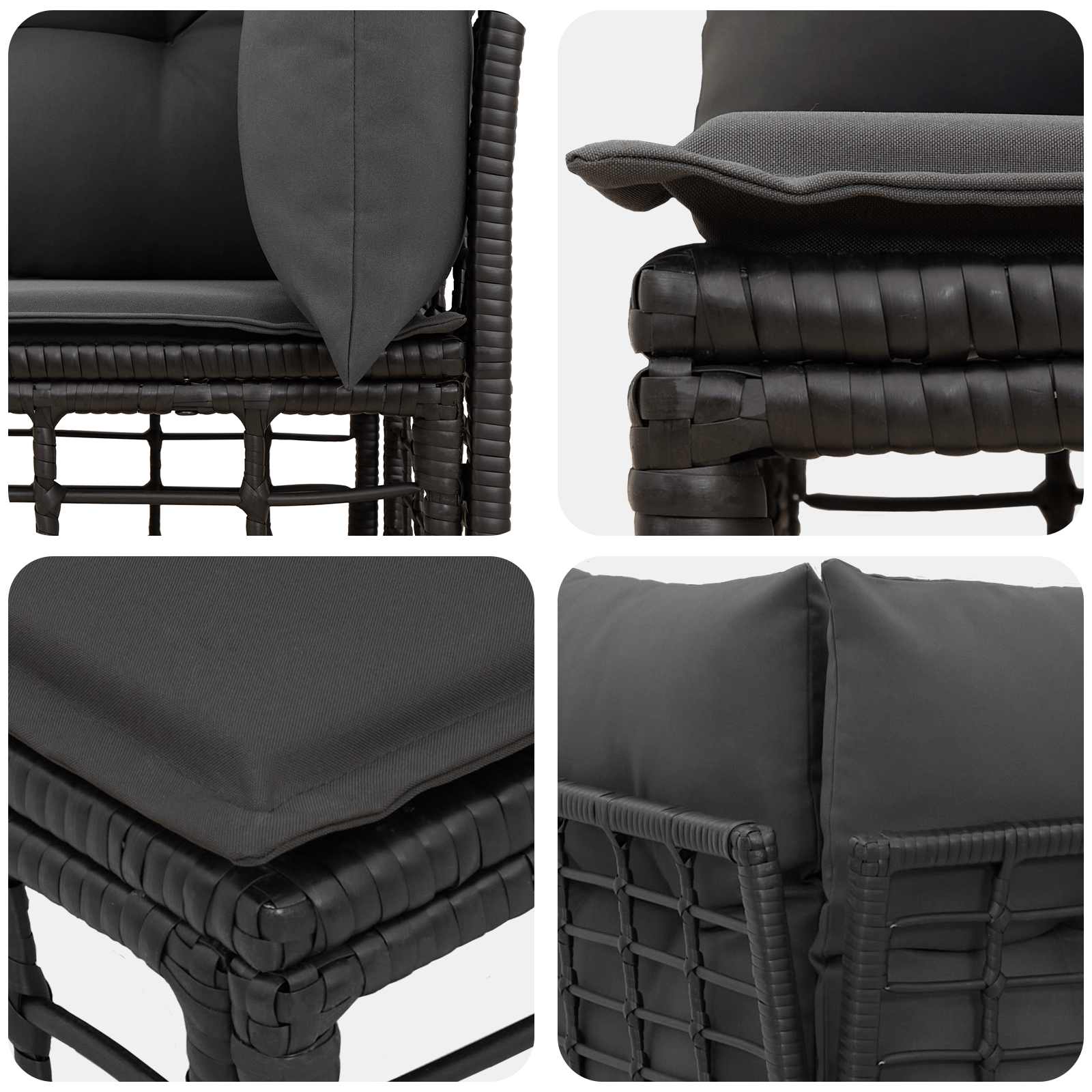 Buiten loveseat 2 pcs Zwart en Donkergrijs poly rattan