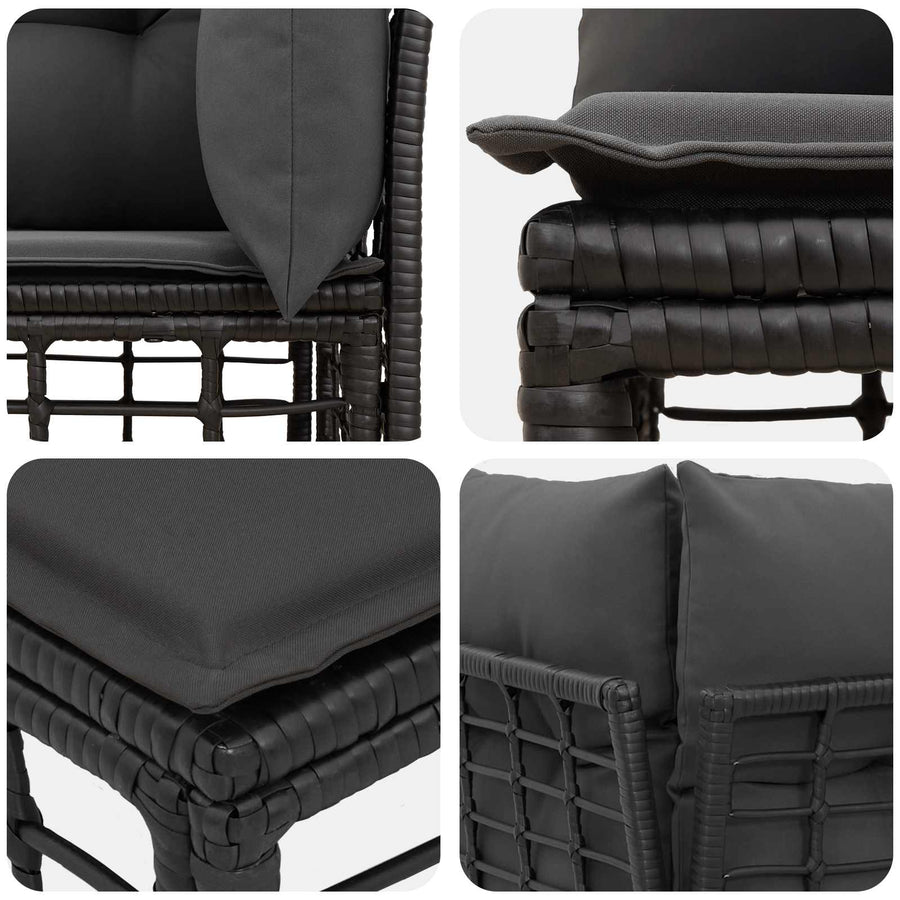 Buiten loveseat 2 pcs Zwart en Donkergrijs poly rattan