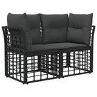 Outdoor loveseat 2 pcs Black and Dark Grey poly rattan
