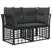 Loveseat buiten 2-delig polyrattan zwart donkergrijs