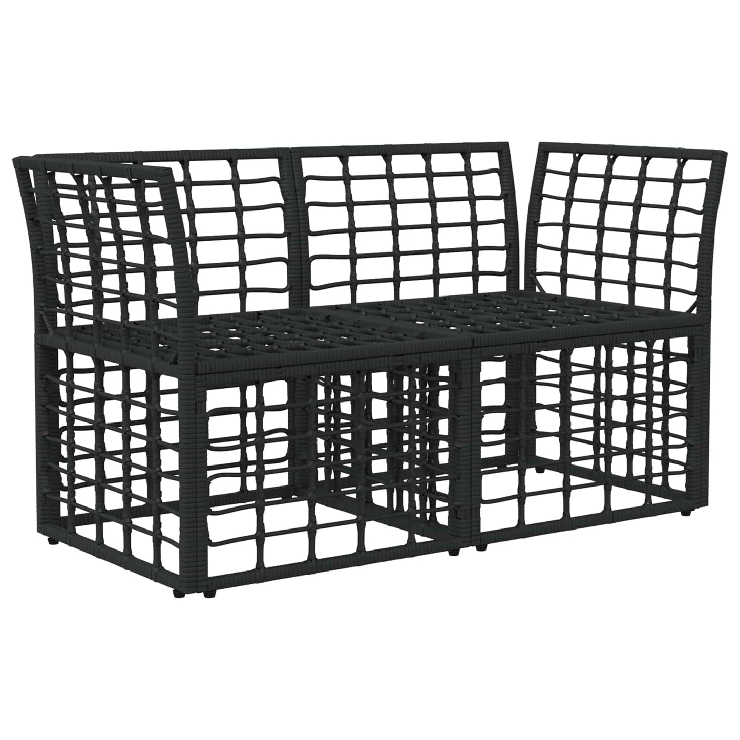 Buiten loveseat 2 pcs Zwart en Donkergrijs poly rattan