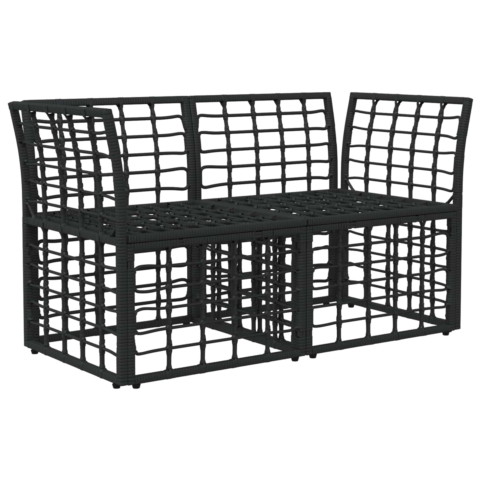 Buiten loveseat 2 pcs Zwart en Donkergrijs poly rattan