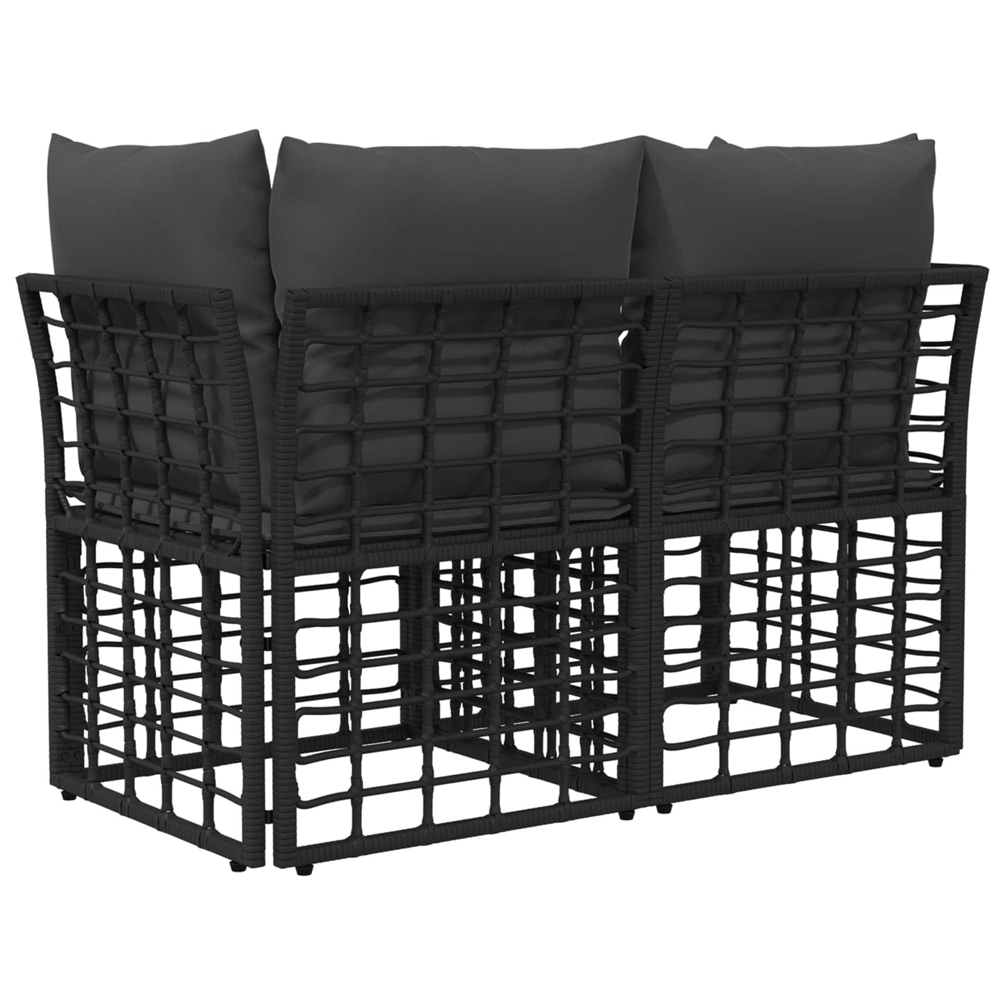 Buiten loveseat 2 pcs Zwart en Donkergrijs poly rattan