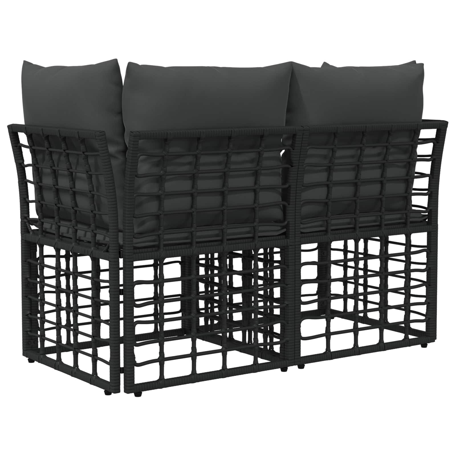 Buiten loveseat 2 pcs Zwart en Donkergrijs poly rattan
