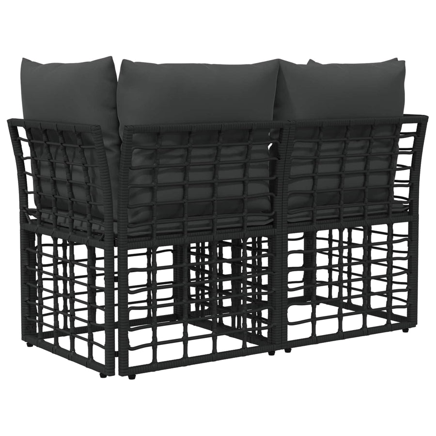 Buiten loveseat 2 pcs Zwart en Donkergrijs poly rattan