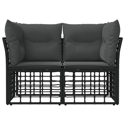 Buiten loveseat 2 pcs Zwart en Donkergrijs poly rattan