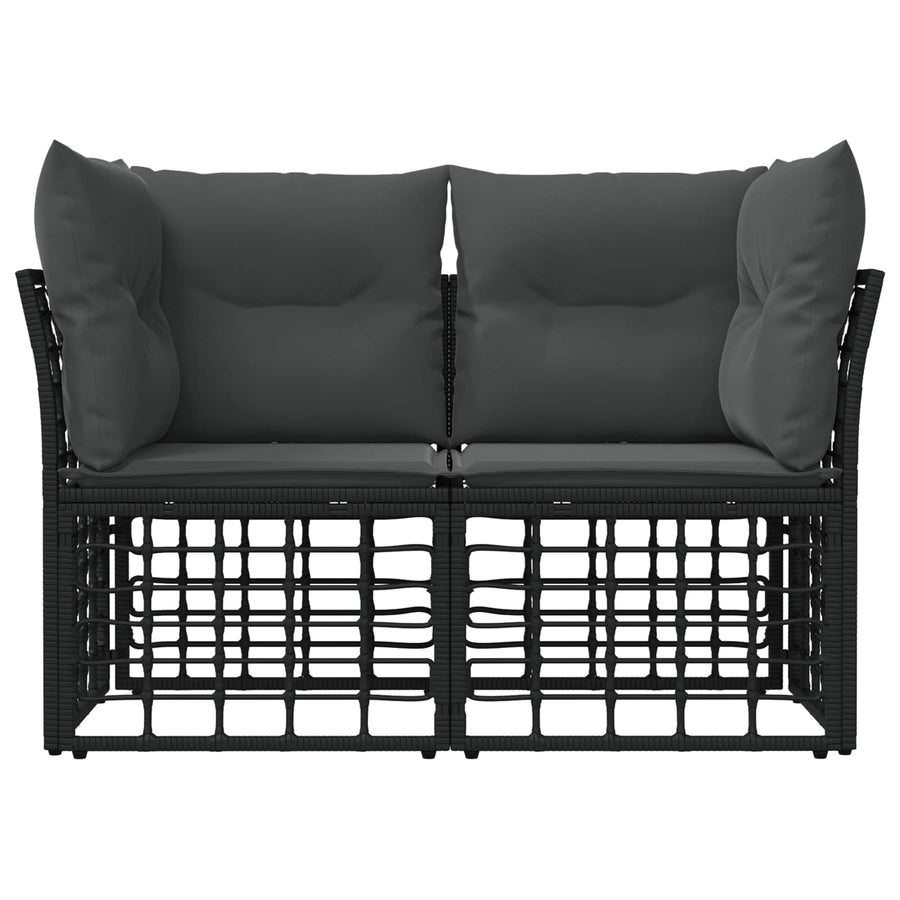 Buiten loveseat 2 pcs Zwart en Donkergrijs poly rattan