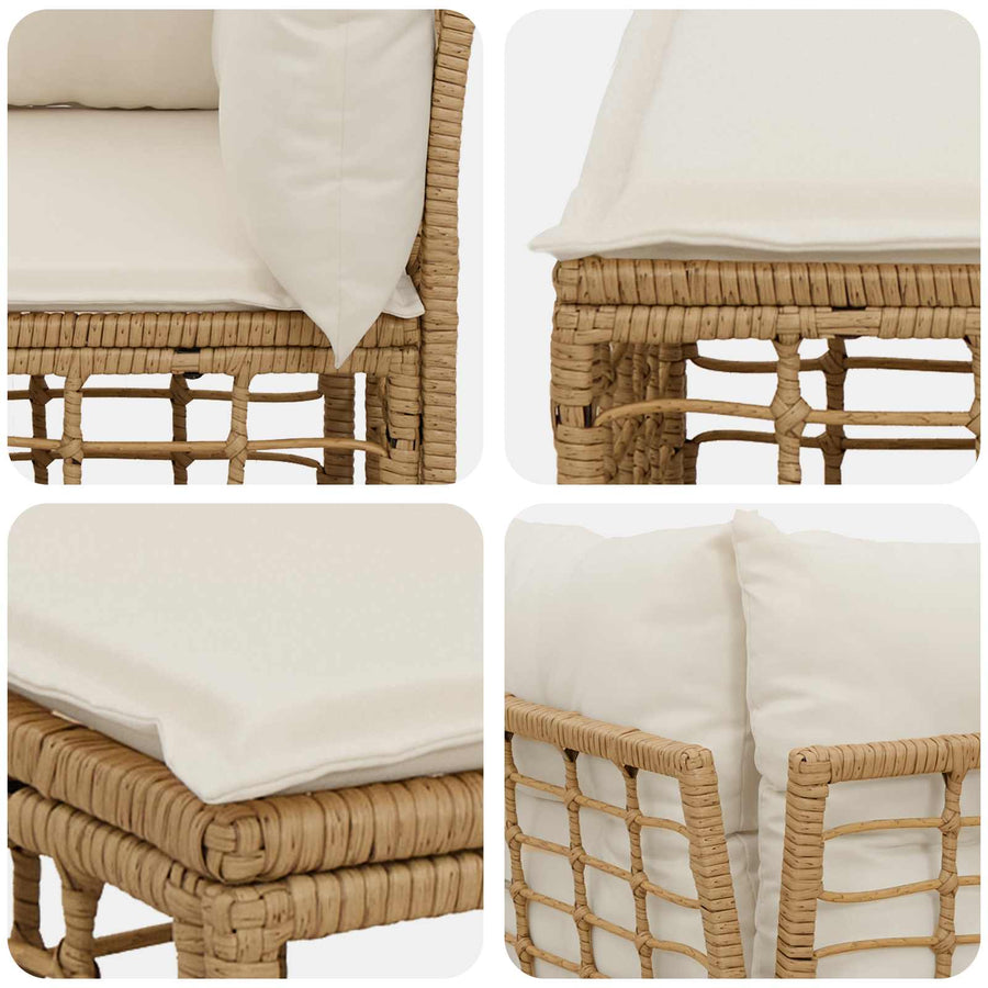 Buiten loveseat 2 pcs Natuurlijk en Crème Wit poly rattan