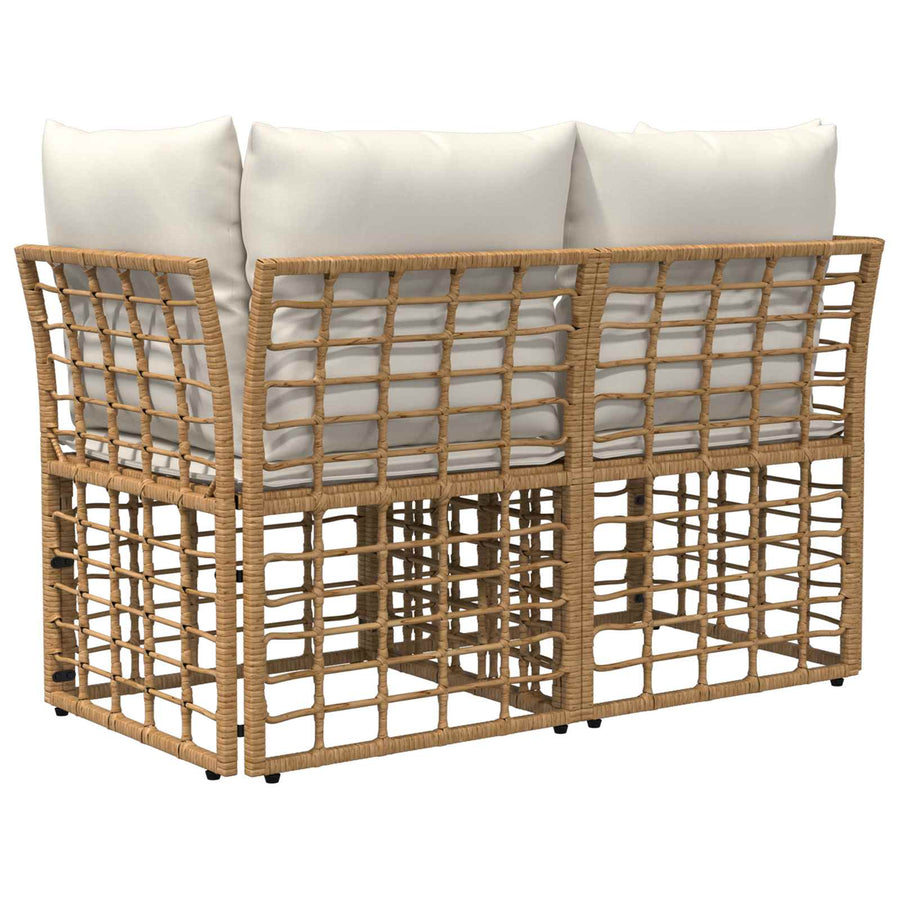 Buiten loveseat 2 pcs Natuurlijk en Crème Wit poly rattan