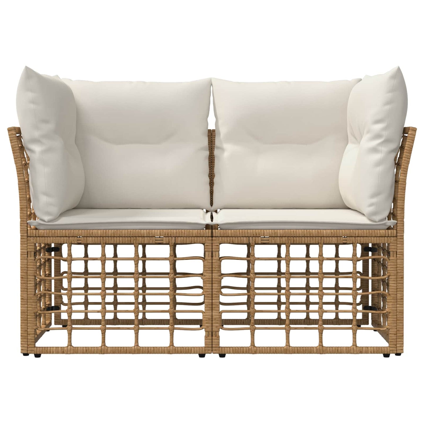 Buiten loveseat 2 pcs Natuurlijk en Crème Wit poly rattan