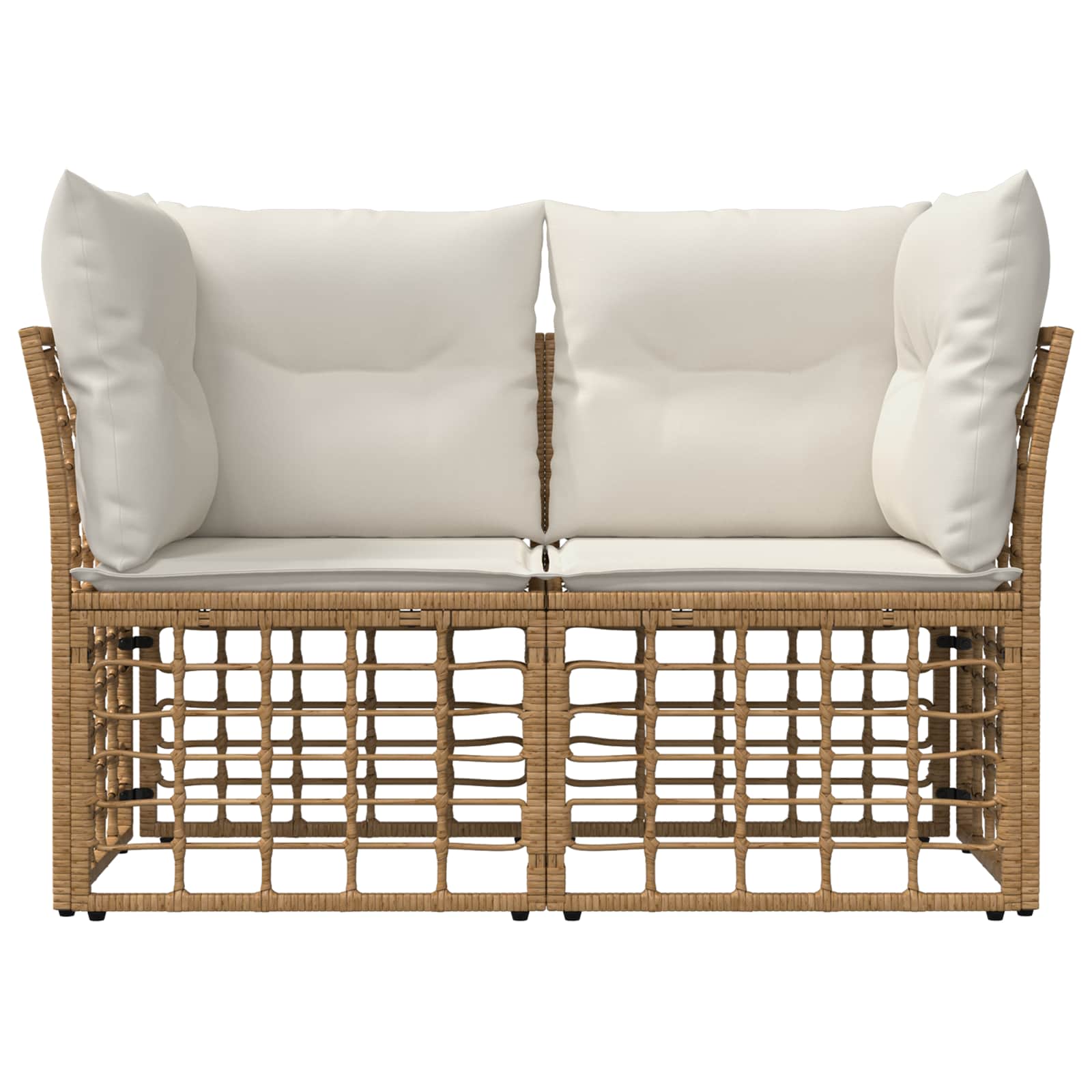 Buiten loveseat 2 pcs Natuurlijk en Crème Wit poly rattan