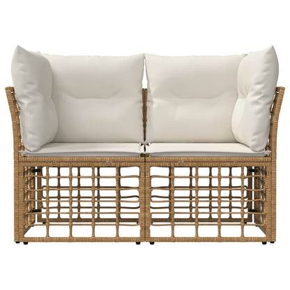 Buiten loveseat 2 pcs Natuurlijk en Crème Wit poly rattan