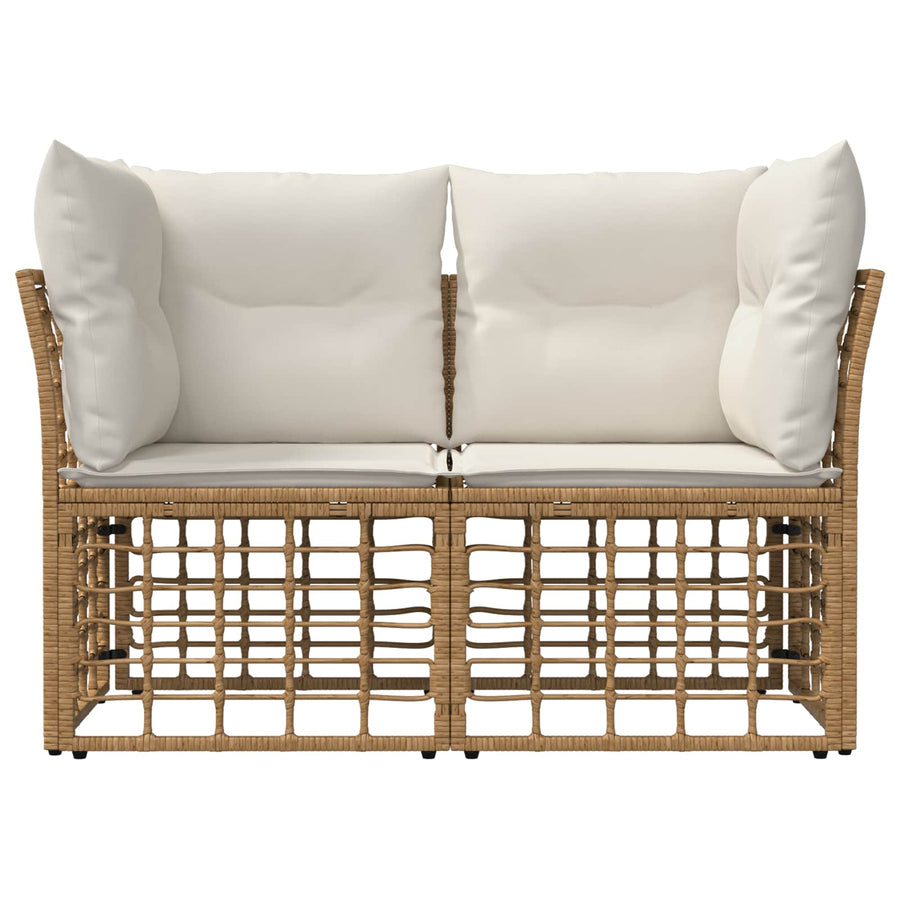 Buiten loveseat 2 pcs Natuurlijk en Crème Wit poly rattan