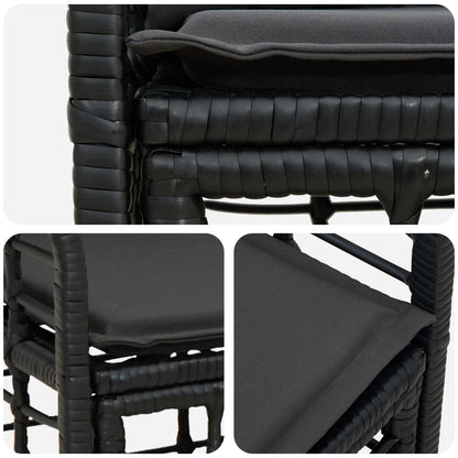 Buiten loveseat 2 pcs Zwart en Donkergrijs poly rattan