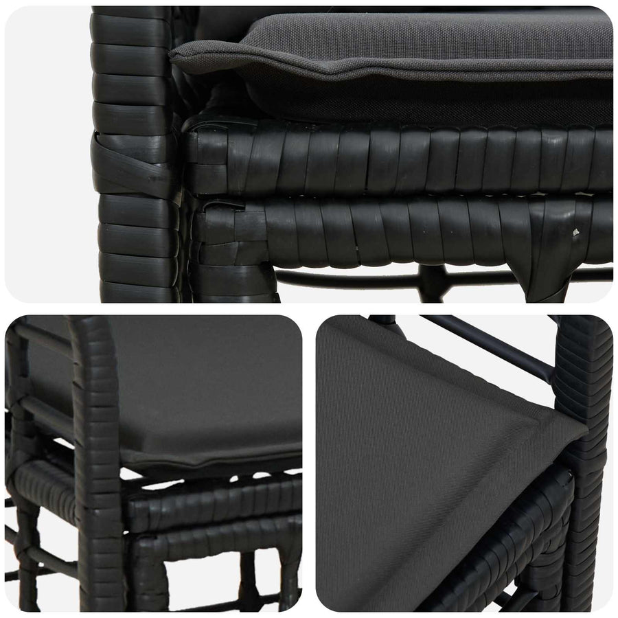 Buiten loveseat 2 pcs Zwart en Donkergrijs poly rattan