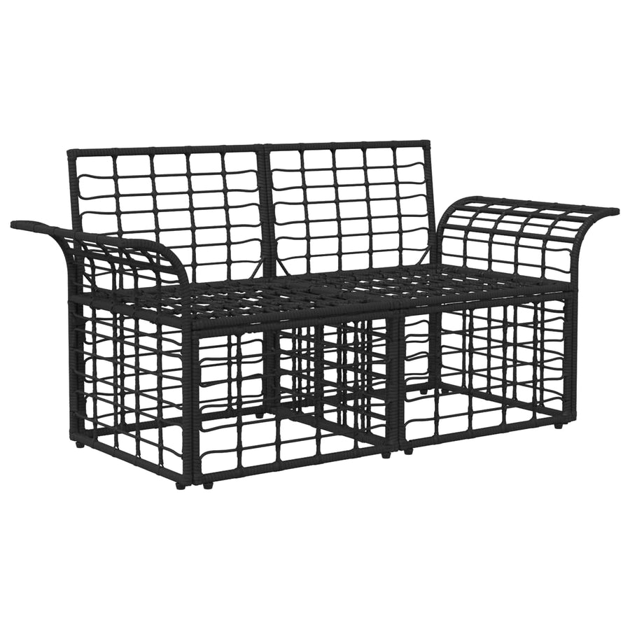 Buiten loveseat 2 pcs Zwart en Donkergrijs poly rattan