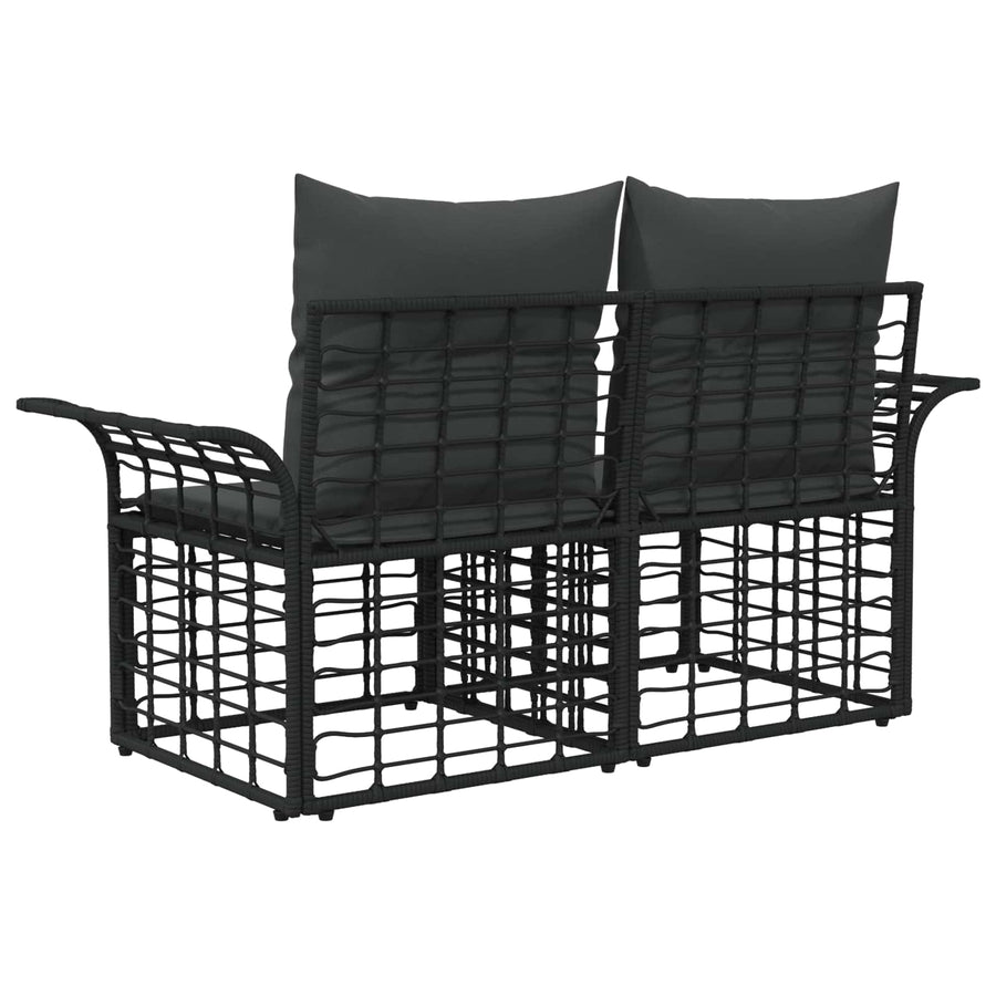 Buiten loveseat 2 pcs Zwart en Donkergrijs poly rattan