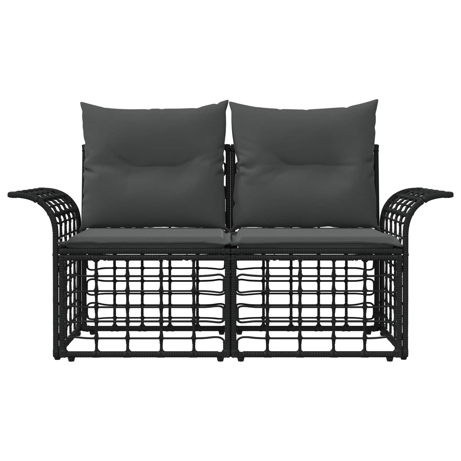 Buiten loveseat 2 pcs Zwart en Donkergrijs poly rattan
