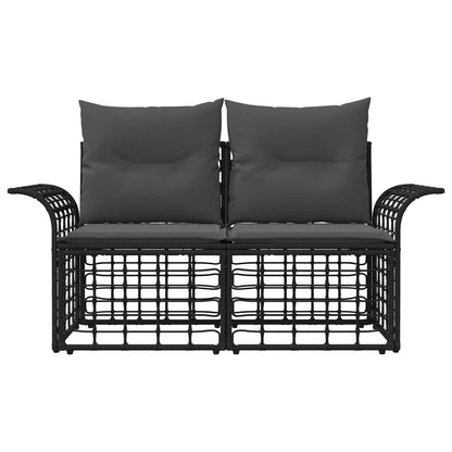 Buiten loveseat 2 pcs Zwart en Donkergrijs poly rattan
