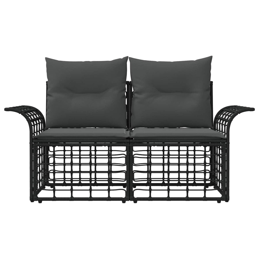 Buiten loveseat 2 pcs Zwart en Donkergrijs poly rattan