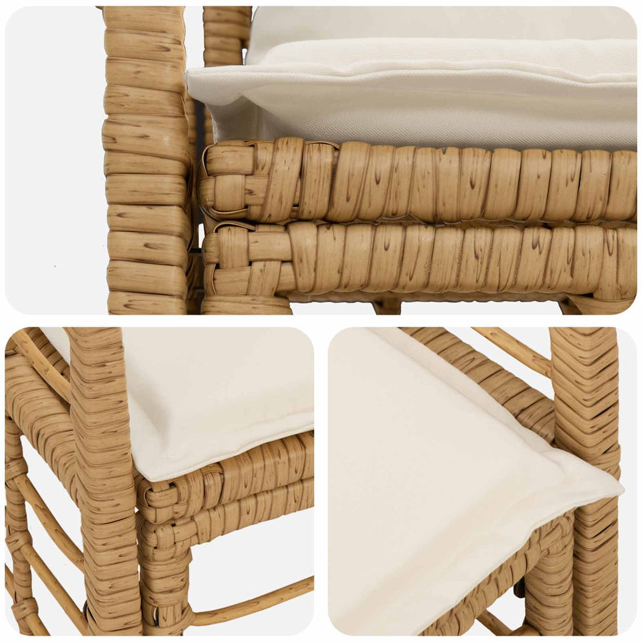 Buiten loveseat 2 pcs Natuurlijk en Crème Wit poly rattan