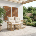 Outdoor Loveseat 2 pcs Natural and Cream White poly rattan
