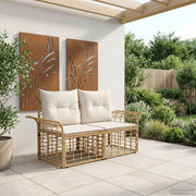 Loveseat 141x62x70 cm poly rattan natuurlijk crème wit