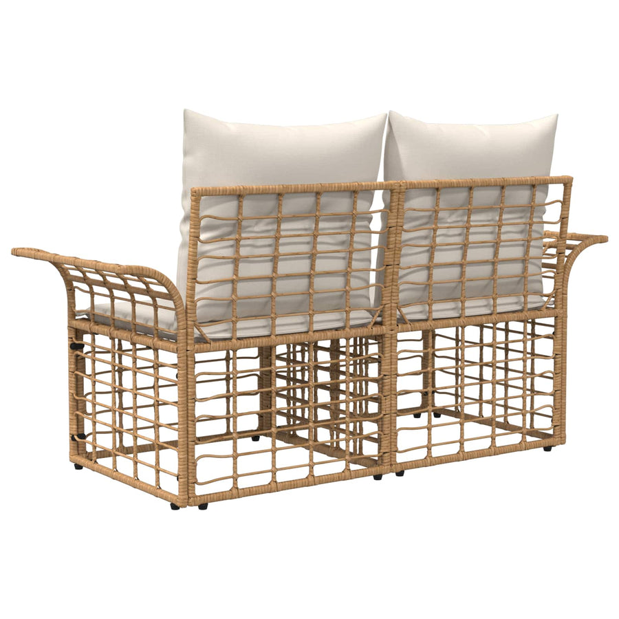 Buiten loveseat 2 pcs Natuurlijk en Crème Wit poly rattan