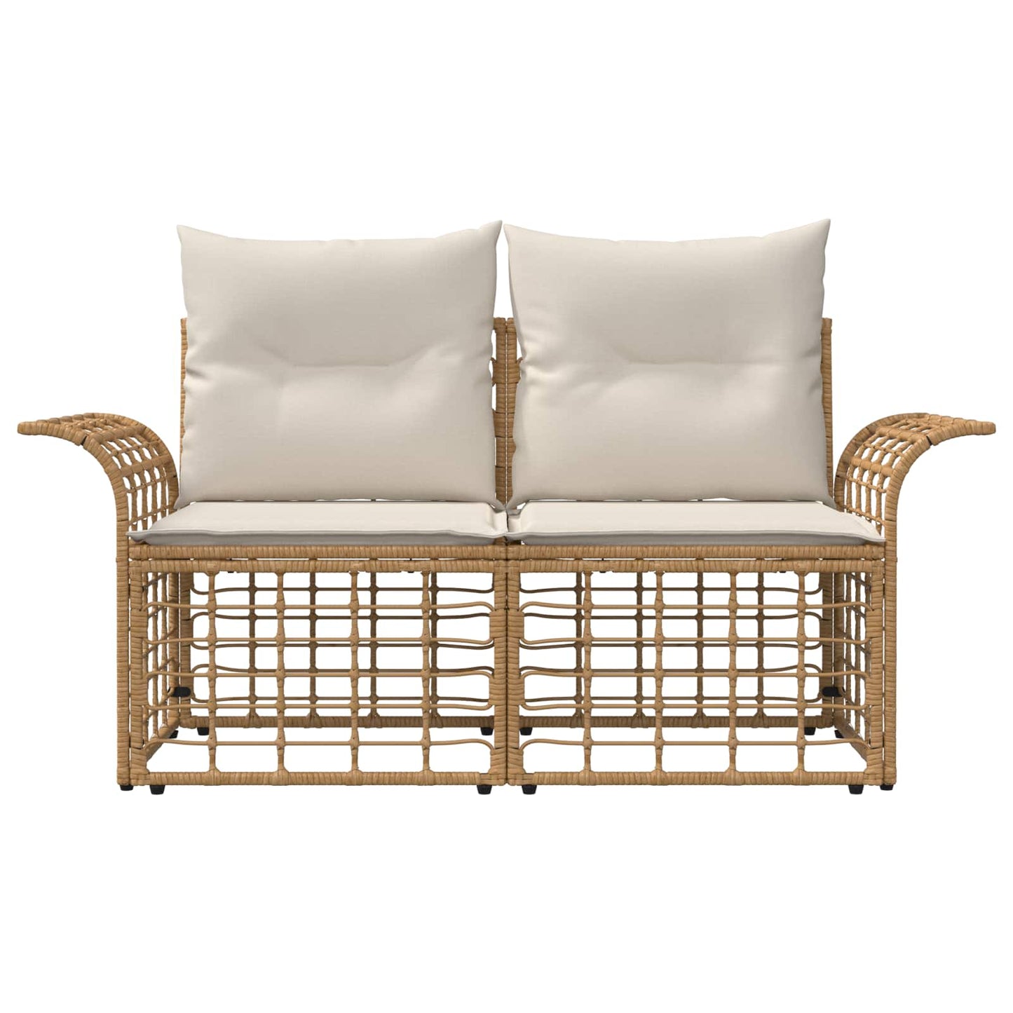 Buiten loveseat 2 pcs Natuurlijk en Crème Wit poly rattan