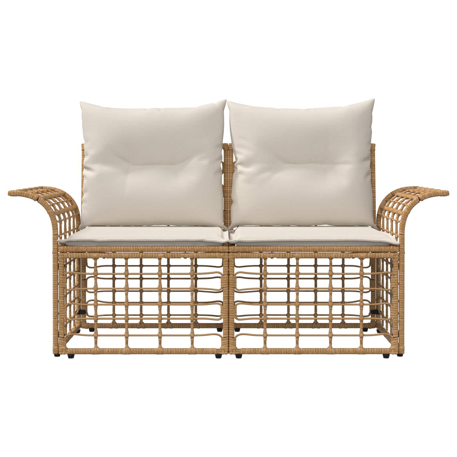 Buiten loveseat 2 pcs Natuurlijk en Crème Wit poly rattan