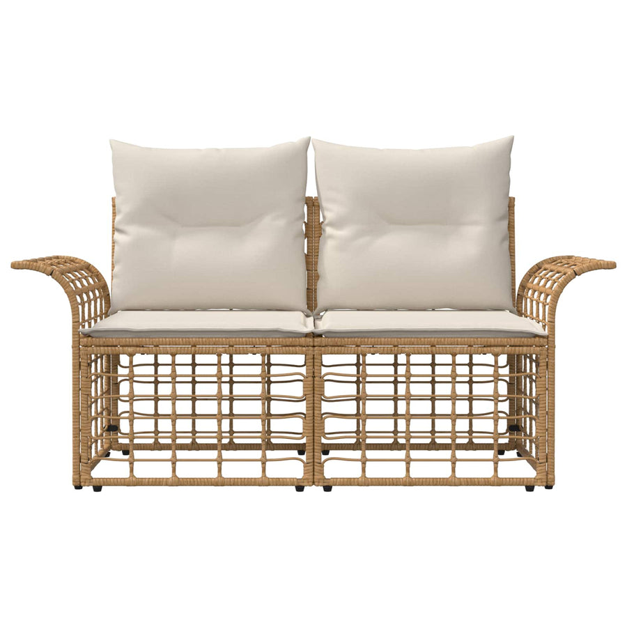 Buiten loveseat 2 pcs Natuurlijk en Crème Wit poly rattan