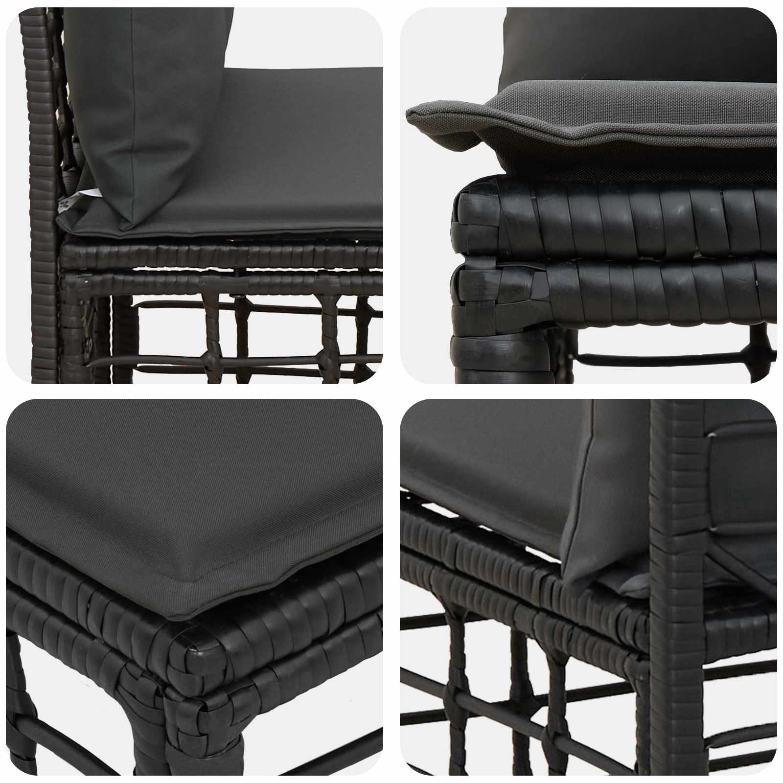 Modulaire Outdoor Armloze Sofa Eenheid Zwart 62 x 55 x 70 cm