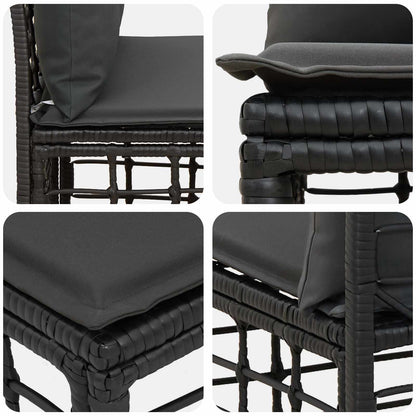 Modulaire Outdoor Armloze Sofa Eenheid Zwart 62 x 55 x 70 cm
