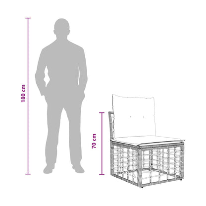 Modulaire Outdoor Armloze Sofa Eenheid Zwart 62 x 55 x 70 cm