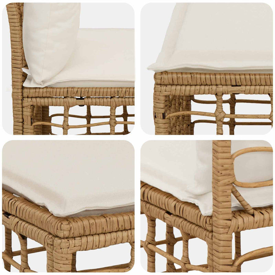 Modulaire Outdoor Armloze Sofa Eenheid Naturel 62 x 55 x 70 cm