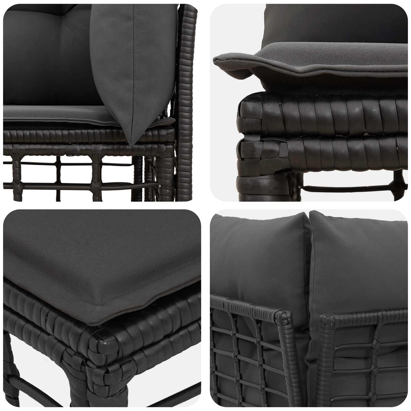 4-Zits Tuin Sofa met Linker Arm 4 pcs Zwart poly rattan