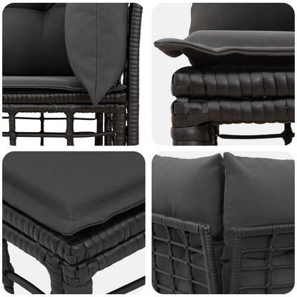 4-Zits Tuin Sofa met Linker Arm 4 pcs Zwart poly rattan