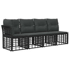 4-Seater Garden Sofa with Left Arm 4 pcs Black poly rattan