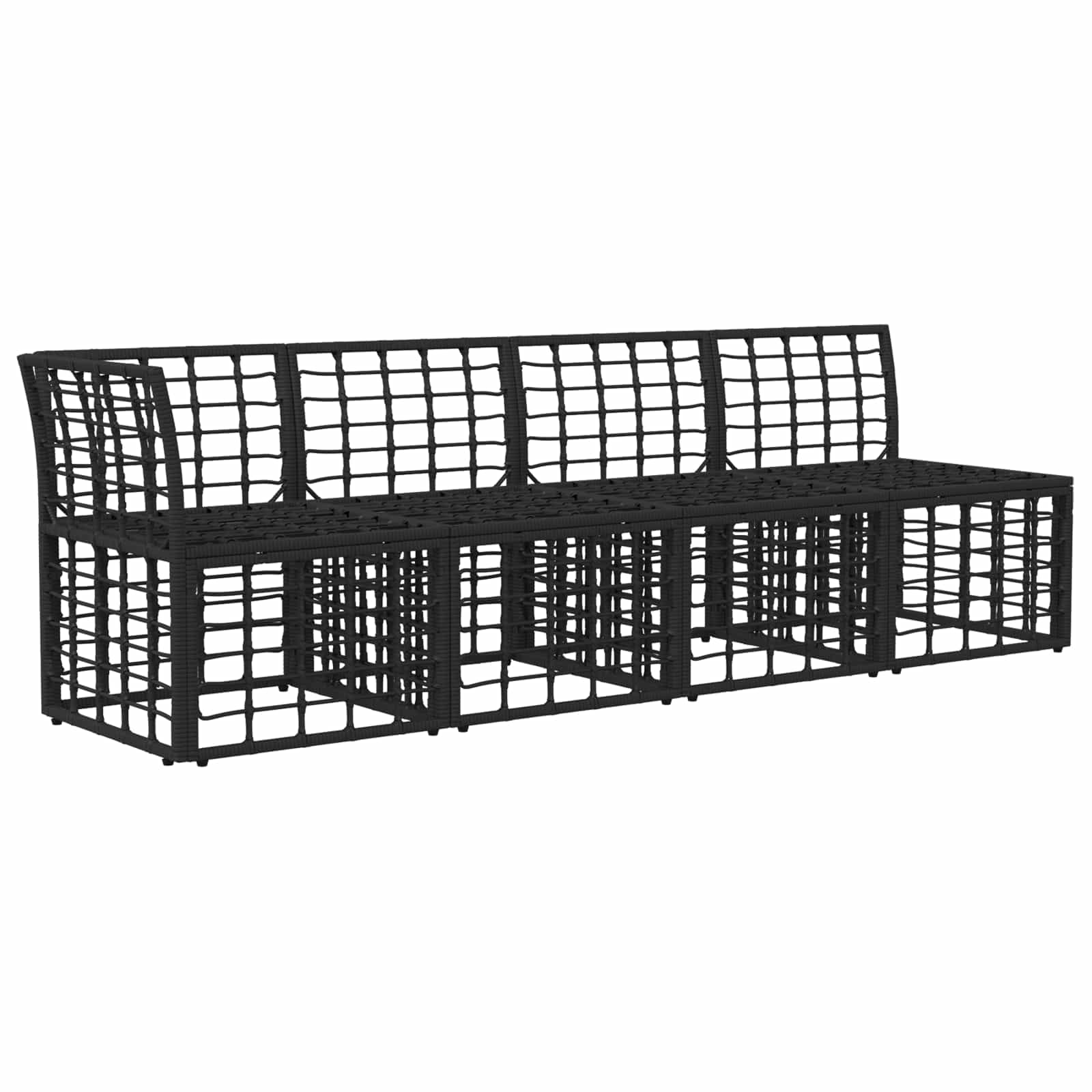 4-Zits Tuin Sofa met Linker Arm 4 pcs Zwart poly rattan